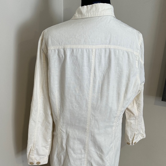 *VINEYARD VINES* Cream Long Sleeve Button-Down Dress Size Large - Picture 7 of 9